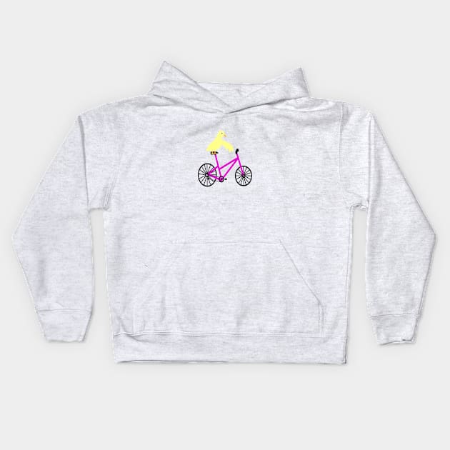 Duck On A Bicycle Kids Hoodie by CatGirl101